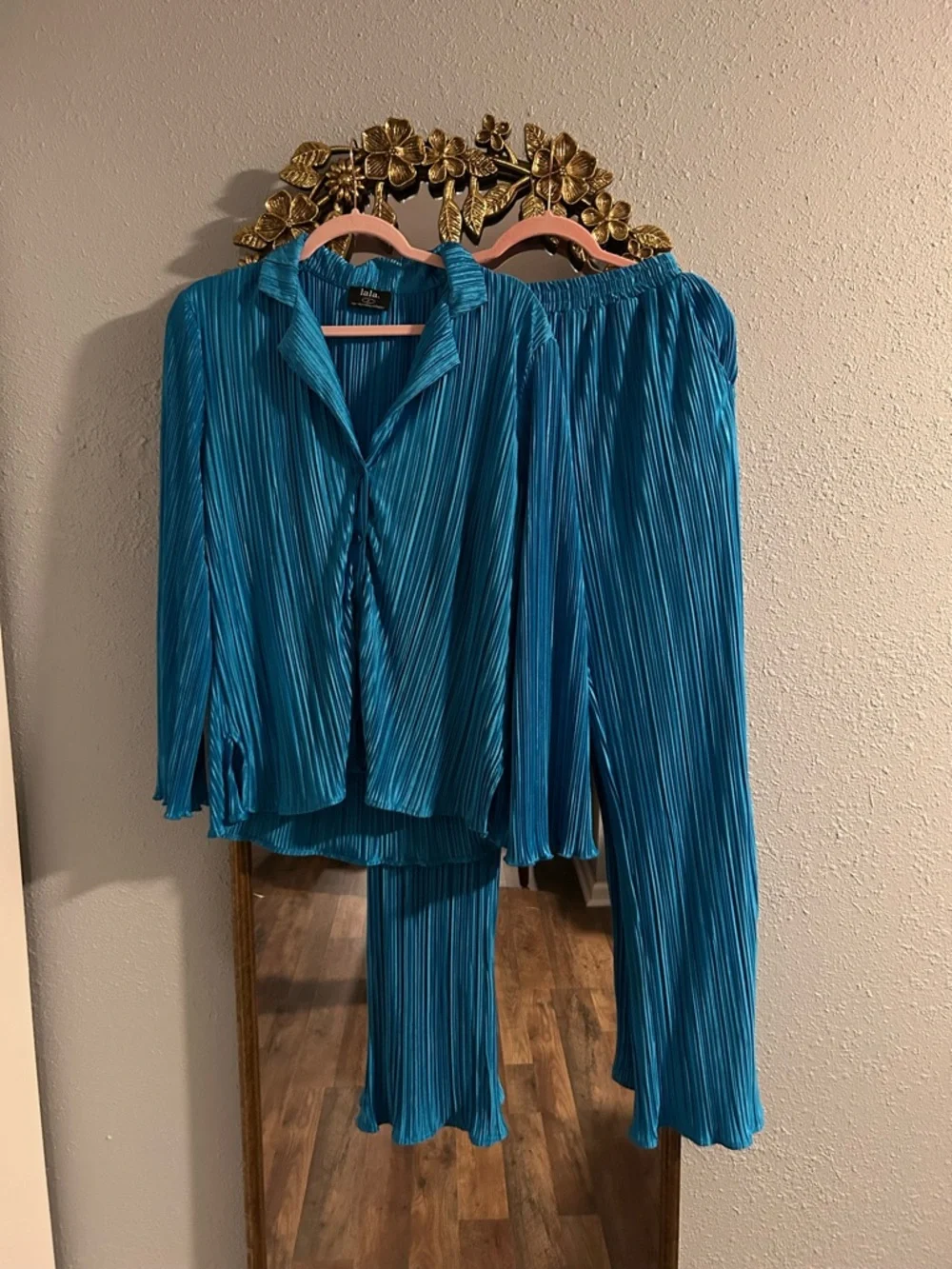 Dressed in LALA Electric Blue Plisse Set